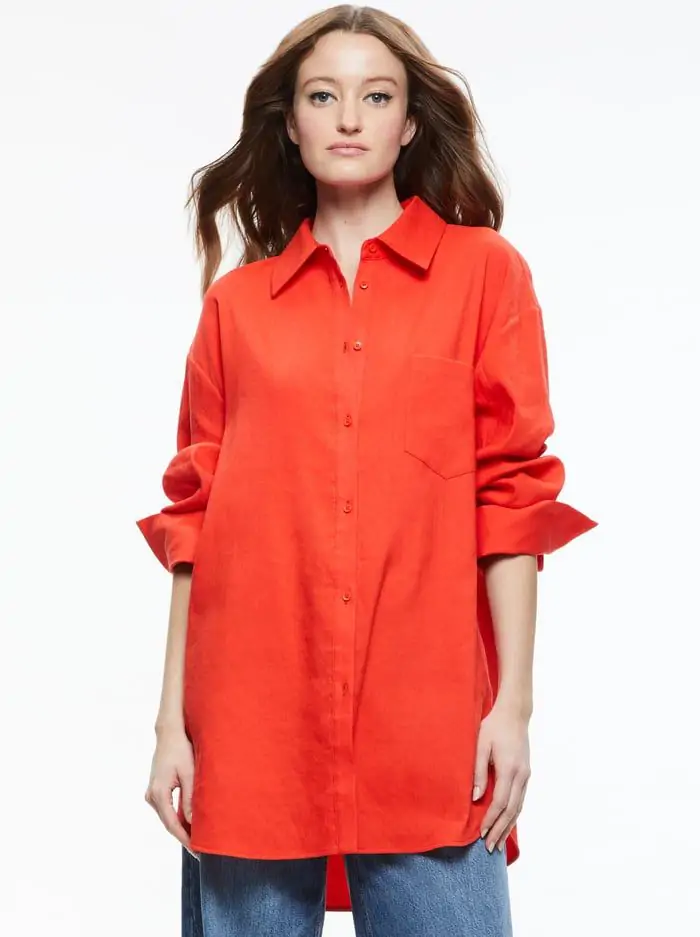 FINELY OVERSIZED LINEN BUTTON DOWN SHIRT